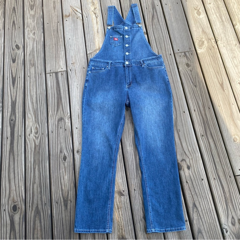 Dickies Denim Overalls Exposed Button Front